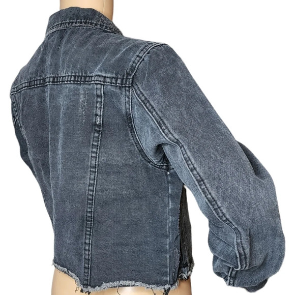 Mono b charcoal distressed jean jacket. - Picture 16 of 17